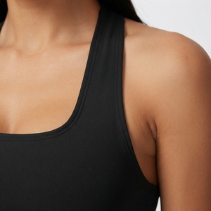 Robe de tennis noire sans manches pour femme, vêtements de sport ajustés, respirants, couleur unie, polyester - Product Image 6