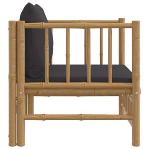 Canapé de jardin gris foncé avec tissu en polyester et mousse en bambou naturel, élégante chaise de jardin d'extérieur - Product Image 4