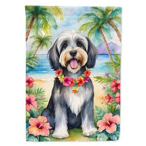 Terrier tibétain multicolore Luau Drapeau de jardin Boîte aux lettres Bannière décorative de jardin pour patio Illustration pour parterres de fleurs de taille jardin - Product Image 1