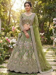 LEHENGA CHOLI DUPATTA Vintage de Malla Suave con Bordado de Lentejuelas de Mariposa, Largo hasta el Suelo, para Fiesta - Product Image 4