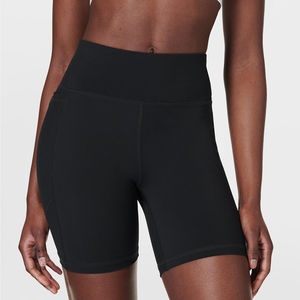 Shorts de Yoga de Cintura Alta para Mujer con Logotipo Personalizado, Tejidos en Spandex, Compresivos, para Entrenamiento, Gimnasio, Yoga y Running, con Bolsillos - Product Image 3