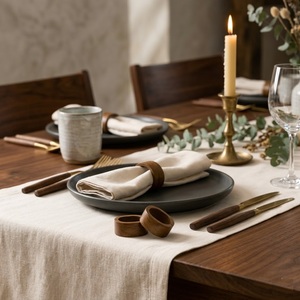Handmade <b>Wooden</b> Napkin Rings <b>Set</b> for Wedding Table Decoration Eco-Friendly Rustic Wood Napkin Holder for Hotel Party Banquet - Product Image 2