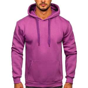 Mens Minimalist <b>Hoodie</b> <b>Plain</b> Cotton Blend Pullover Sweatshirt Clean Design Casual Everyday Hooded Top with Kangaroo Pocket - Product Image 3
