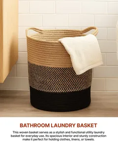 Jute <b>Laundry</b> <b>Basket</b> for Clothes and Toy Storage, Jute Storage <b>Basket</b> and <b>Laundry</b> Bag - Product Image 4