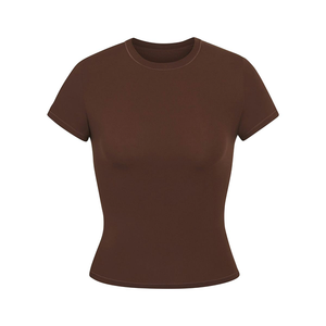 Camiseta Básica Personalizada para Mujer, Cuello Redondo, Color Sólido, Manga Corta, Largo Regular, Estilo Casual, Fabricante de Marca Privada - Product Image 5