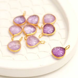 Colgante de Flor de Amatista Rosa Natural, Plata de Ley 925, Tallado a Mano, Gema en Forma de Corazón, para Fabricación de Joyas, Venta al por Mayor, 12MM - Product Image 2