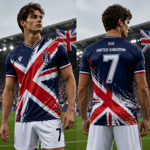 Camiseta de la Selección de Fútbol del Reino Unido, Transpirable, de Spandex y Poliéster, Ecológica, Personalizable por Sublimación/Bordado - Product Image 6