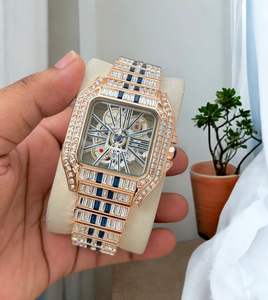 Reloj de Lujo Antiguo de Moda, Oro Rosa, Cuadrado, con Diamantes, Cuarzo, para Hombre, Acero Inoxidable, Cristal de Zafiro, Movimiento SEIKO, 10 Bar - Product Image 5