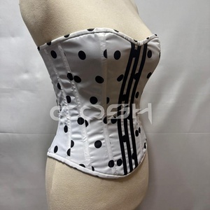 Full Bust Sublimated Printed Polka Dot Satin Corset Top - Product Image 3