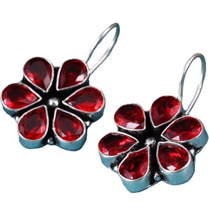 Oxidized <b>Silver</b> Floral Drop <b>Earrings</b> Wholesale | Multi Color Gemstone <b>Dangle</b> <b>Earrings</b> | Handmade Indian Jewelry Bulk Manufacture - Product Image 3