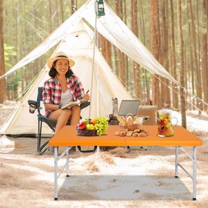 Tavolo Pieghevole Portatile Arancione da 120 cm per Interni/Esterni con Capacità Massima di Carico di 135 kg per Campeggio - Product Image 6