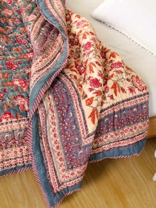 Bohemian Printed Cotton <b>Quilt</b> With Floral Pattern Handmade All-Season <b>Bedding</b> Set - Product Image 4