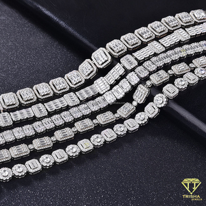 สร้อยคอแฟชั่นแบบ Iced Out ประดับเพชรทรงกลมและสี่เหลี่ยม หรูหรา สไตล์ฮิปฮอป สำหรับผู้ชายและผู้หญิง ขายส่ง สร้อยคอสุดฮิต - Product Image 4