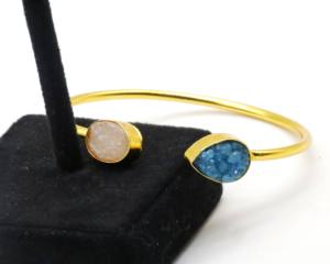 Natural Druzy Stone Adjustable Bangles with German <b>Silver</b> | Handmade Druzy Gemstone <b>Cuff</b> Bangle | Fashion Jewelry for Women - Product Image 3