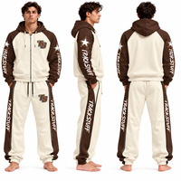Ensemble de survêtement d'hiver pour homme 100 % polyester, coupe-vent à manches longues, blocs de couleur, fermeture éclair intégrale, faible MOQ, prix abordable, haute qualité