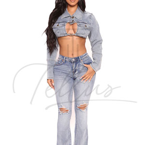 Top Corto de Mezclilla Personalizado para Mujer, Sexy, Veraniego, sin Mangas, Ajustado - Product Image 5