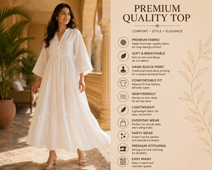 Elegante Vestido Maxi Blanco con Botones Delanteros y Volantes para Mujer, Vestido de Verano con Cuello en V y Manga Acampanada, Vestido Holgado de Playa, Vestido de Algodón al por Mayor - Product Image 3