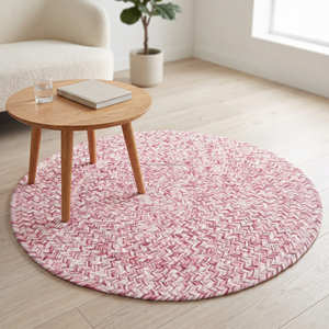 Tapis de sol rond en corde de coton corail de 5' pour coin lecture de la nurserie et salon d'appartement moderne - Product Image 4