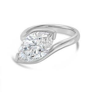 3 CT Lab Grown <b>Emerald</b> Cut Moissanite Bypass <b>Ring</b> 925 <b>Silver</b> Rhodium Plated Luxury Party Engagement <b>Ring</b> - Product Image 1