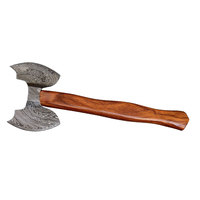 Hache à double tête en acier de Damas, outil traditionnel artisanal pour les aventures en plein air, le camping et le bushcraft