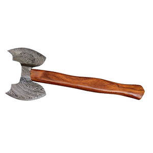 Damascus Steel Double Head <b>Axe</b> Hand Crafted Traditional Tool For Outdoor Adventures Camping And Bushcraft Use - Product Image 3