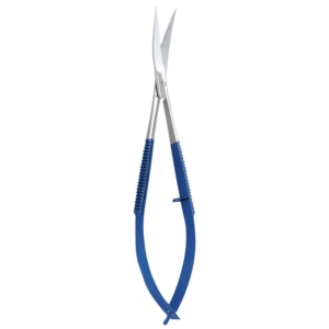Tijeras Curvas de Acero Japonés VG10 con Mango Azul Antideslizante de Alta Calidad para Precisión en Cejas y Pestañas (Para Diestros) - Product Image 1