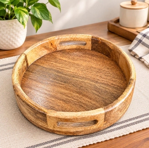 Cubo Plegable Redondo de Madera con Asas, Duradero, de Madera Natural, Estilo Vintage, Ecológico, Multiusos, para Servir la Felicidad - Product Image 1