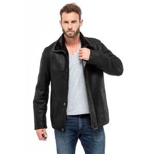 Men's <b>Brown</b> Genuine <b>Leather</b> Moto <b>Jacket</b> Stand Collar Zipper Closure Regular Fit Solid Color Autumn Winter Wear - Product Image 2