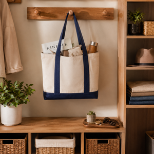 Bolsa de Mano Tipo Tote de Algodón EcoDari con Cierre de Cremallera, Asas en Contraste, Reutilizable, Ecológica, Ligera y Lavable - Product Image 4