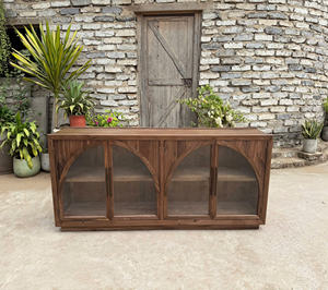 Mueble de Madera de Nogal de Lujo Vintage con Puerta de Vidrio, Almacenamiento Duradero para Sala de Estar - Product Image 2