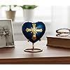 Heart Shape Pet Urn Blue Polyresin Cross Design Classical Style Durable Memorial <b>Casket</b> <b>for</b> Pets - Product Image 5