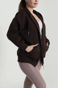 เสื้อฮู้ดซิป Ever Glow Plus Size สีเทาสำหรับฤดูใบไม้ร่วง กันน้ำ เป็นมิตรกับสิ่งแวดล้อม ผลิตจากผ้าฝ้ายผสมขนแกะ สีพื้น สไตล์ลำลอง ทรงปกติ - Product Image 4