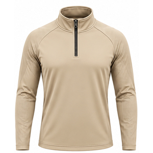 Camiseta de manga larga con cremallera de 1/4 para hombre, para equitación, que absorbe la humedad, de secado rápido, transpirable, elástica en 4 direcciones, con cremallera, para entrenamiento ecuestre - Product Image 1