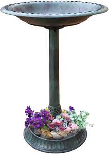 Solar Glass Bird <b>Bath</b> Stake with Flower Design Outdoor Garden Birdbath <b>Lighted</b> Landscape Yard Art Wild Bird Feeder Station - Product Image 6