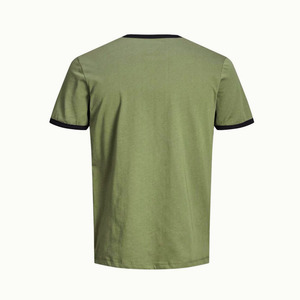 เสื้อยืดคอกลมแขนสั้นผู้ชายแบบถัก ตัดเย็บตามสั่งขายส่ง แต่งขอบตัดกัน ผ้าฝ้าย 100% ระบายอากาศได้ดี ไม่เป็นขุย ทรงหลวม สไตล์วินเทจ - Product Image 5