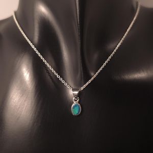 Colgante de Ópalo Natural Australiano en Plata de Ley 925, Azul, Verde, Rojo, con Juego de Colores, Sin Níquel, Joyería para Mujer - Product Image 3