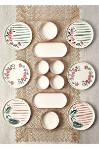Rectangular Metal Serving <b>Plate</b> With Floral Pattern Color Enamel Bohemian Design And Restraurant - Product Image 5