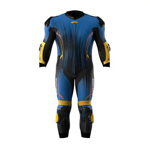 Traje de cuero prémium para hombre, mono de moto de una pieza para carreras con protectores, ideal para el día de pista, con joroba - Product Image 1