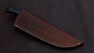 Tactical Hunting Knife Gut Hook Fixed Blade Wood Handle Damascus Steel Skinning Knife Leather Sheath OEM Custom Hunting Knife - Product Image 4