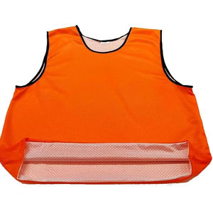 Reversible Mesh Polyester/Cotton V-neck Training <b>Vest</b> <b>White</b> Orange Breathable Quick Dry Sleeveless Sport Bib Football Basketball - Product Image 2