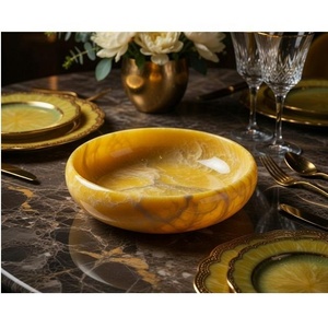 Collection artisanale, bol en résine écologique, design minimaliste marbré bleu, empilable, passe au lave-vaisselle, plat de service alimentaire - Product Image 6