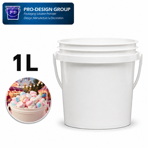 1L Food Grade Plastic Bucket with Handle and Flat Lid for Marshmallow Packaging, Leak-Proof Round Candy Container - Product Image 1