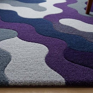 Tapis Moderne Abstrait Tufté à la Main, Motif Violet, Bleu Marine, Gris, Tapis de Luxe pour Salon, Chambre, Décoration Intérieure, Œuvre d'Art - Product Image 4