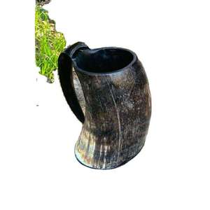 Taza de Cuerno de Búfalo Real Hecha a Mano, Pulida, Estilo Animal, de 5 Pulgadas de Largo, de la Mejor Calidad, en Oferta - Product Image 1