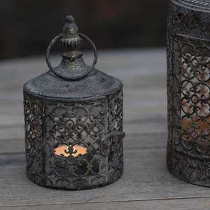 Cylindrical Glass Hurricane <b>Candle</b> <b>Holder</b> with Wood Base <b>Black</b> <b>Metal</b> Stand for Home Decoration - Product Image 2
