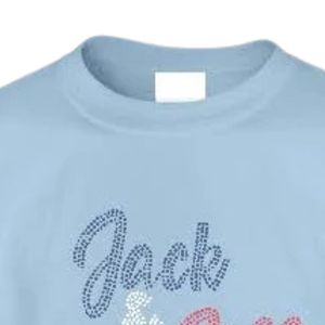 Camiseta de Manga Corta con Gráfico de Diamantes de Imitación Azul Cielo para Niñas, Camiseta Informal con Diseño de Letras Brillantes, Cómoda y a la Moda - Product Image 4