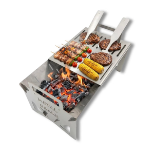 Metal Drake <b>Portable</b> Stainless Steel Folding Charcoal BBQ <b>Grill</b> Stove Camping Picnic Outdoor Cooking Heavy Duty Compact BBQ Pit - Product Image 6