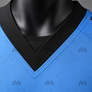 Camiseta de Fútbol Americano para Hombre, Azul Claro y Negro, Número 90 Sublimado, Manga Corta, Transpirable, Ajustada, Ropa Deportiva de Poliéster - Product Image 5