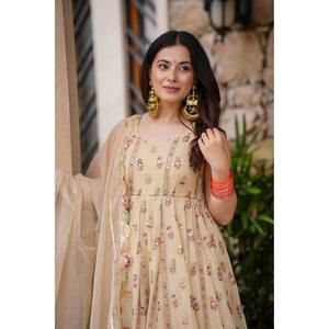 Conjunto de Vestido Anarkali para Mujer para Fiestas con Pantalón y Dupatta, Estilo Elegante para Fiestas - Product Image 6