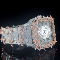 Montre Moissanite Or Rose Iced Out OEM en Gros pour Mariages, Boîtes de Nuit et Occasions Spéciales – Disponible au Prix d'Usine